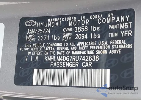 2024 Hyundai Elantra Sel из США, поврежденный, VIN KMHLM4DG7RU742638